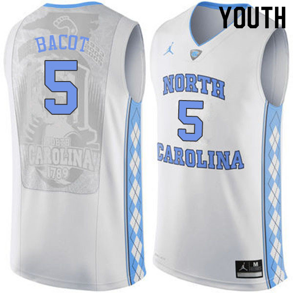 Youth #5 Armando Bacot North Carolina Tar Heels College Basketball Jerseys Sale-White - Click Image to Close